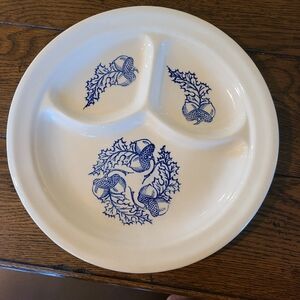 Camwood Ivory divided acorn dinner plate vintage